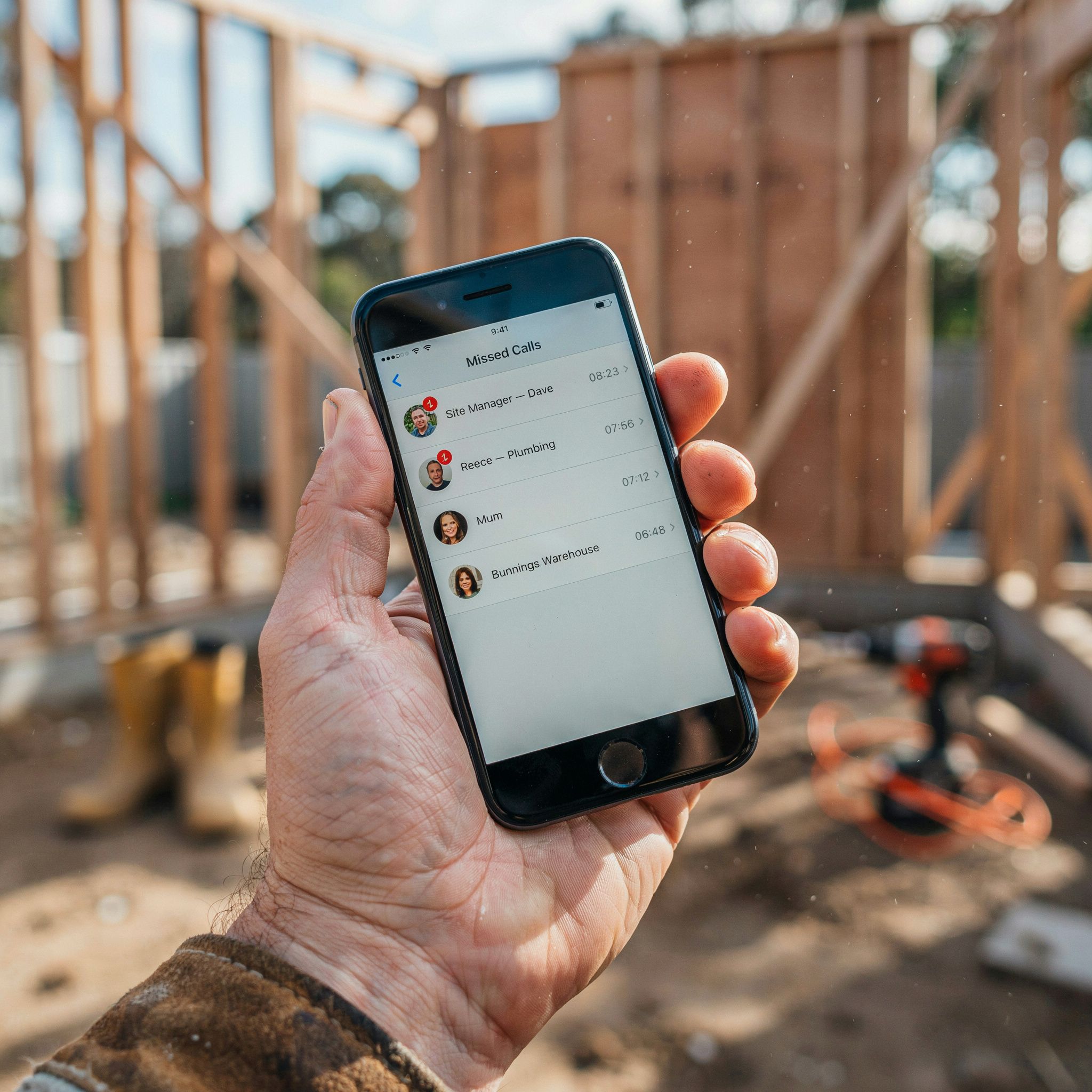 Tradie on the job, hands busy